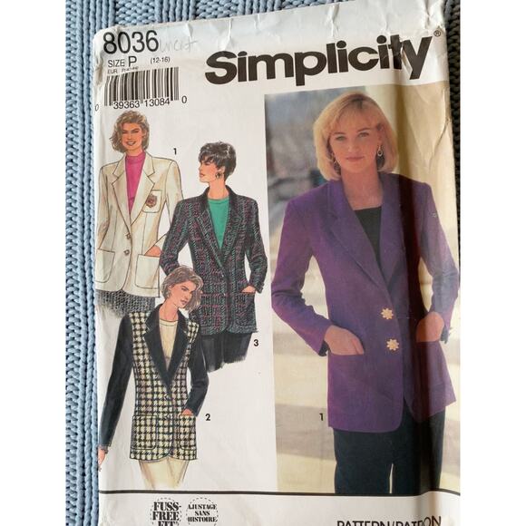 Simplicity 8036 blazer jacket pattern - Picture 1 of 5